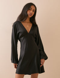 Black Satin Allura Mini Dress