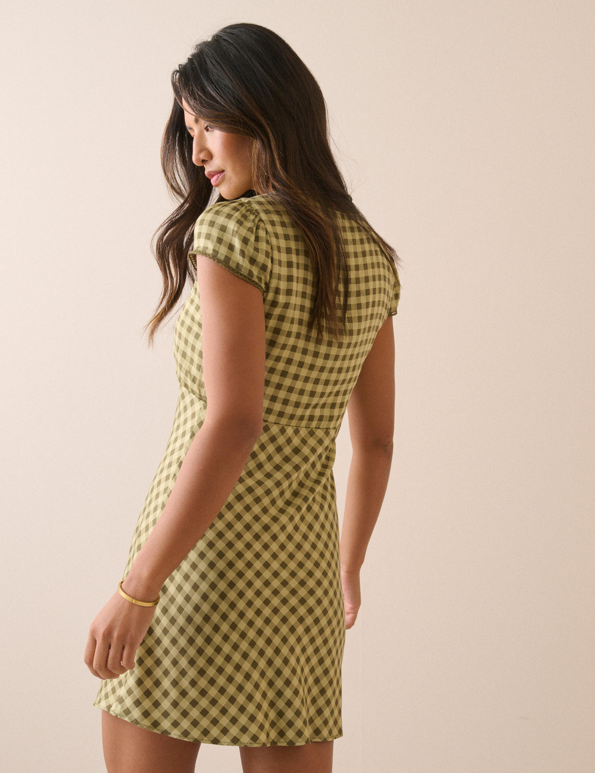 Green Gingham Rosa Mini Dress