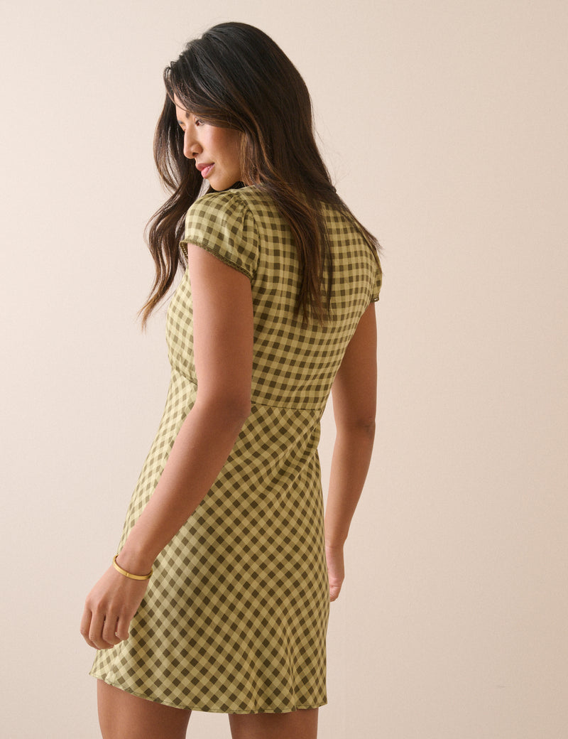 Green Gingham Rosa Mini Dress