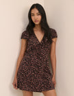 Brown Leopard Print Rosa Mini Dress