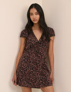 Brown Leopard Print Rosa Mini Dress