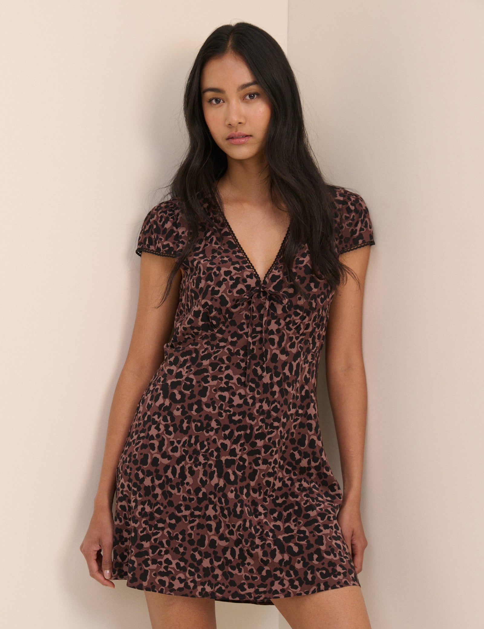 Brown Leopard Print Rosa Mini Dress