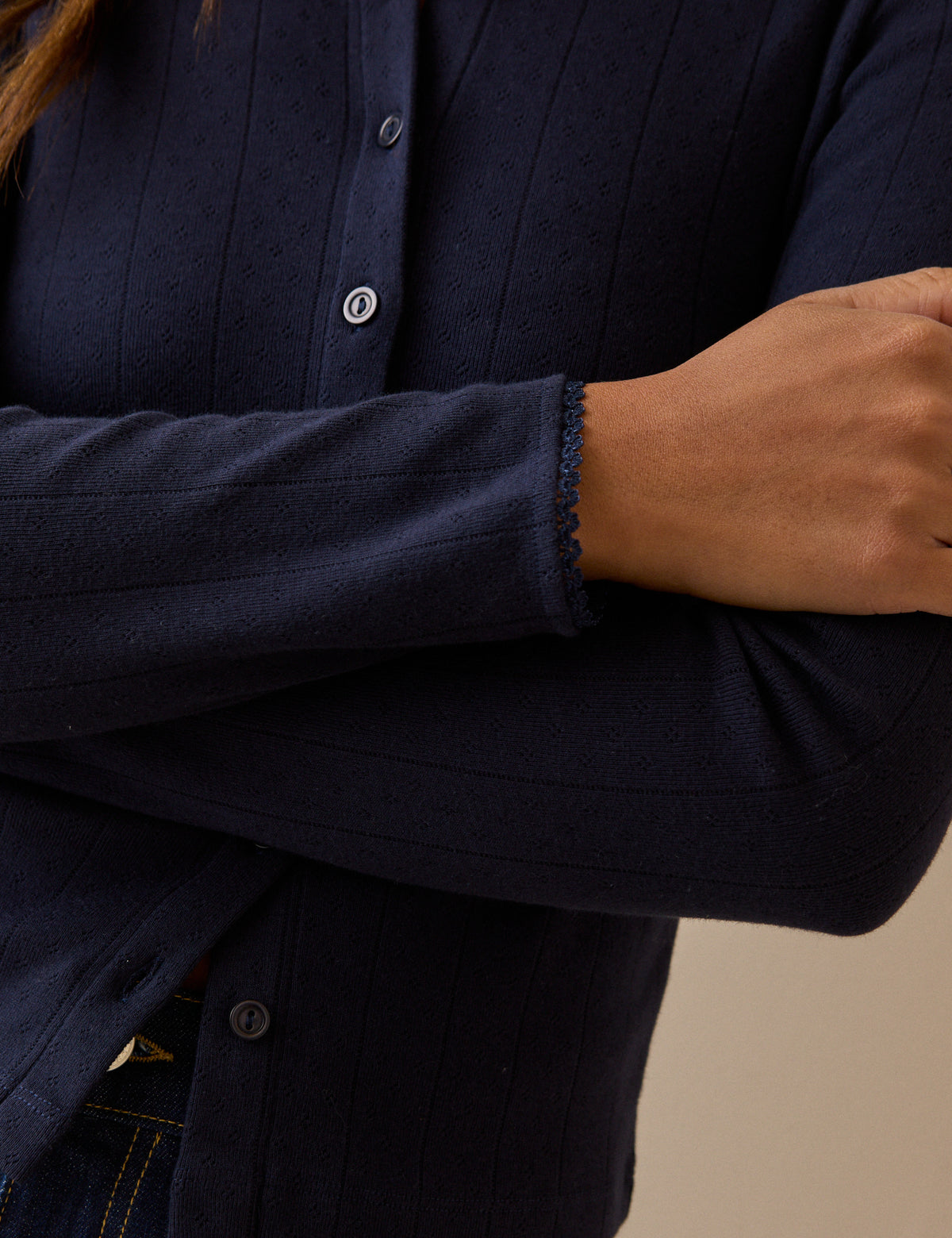 Navy Pointelle Cardigan