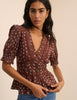 Brown Ditsy Floral Puff Sleeve Seren Blouse