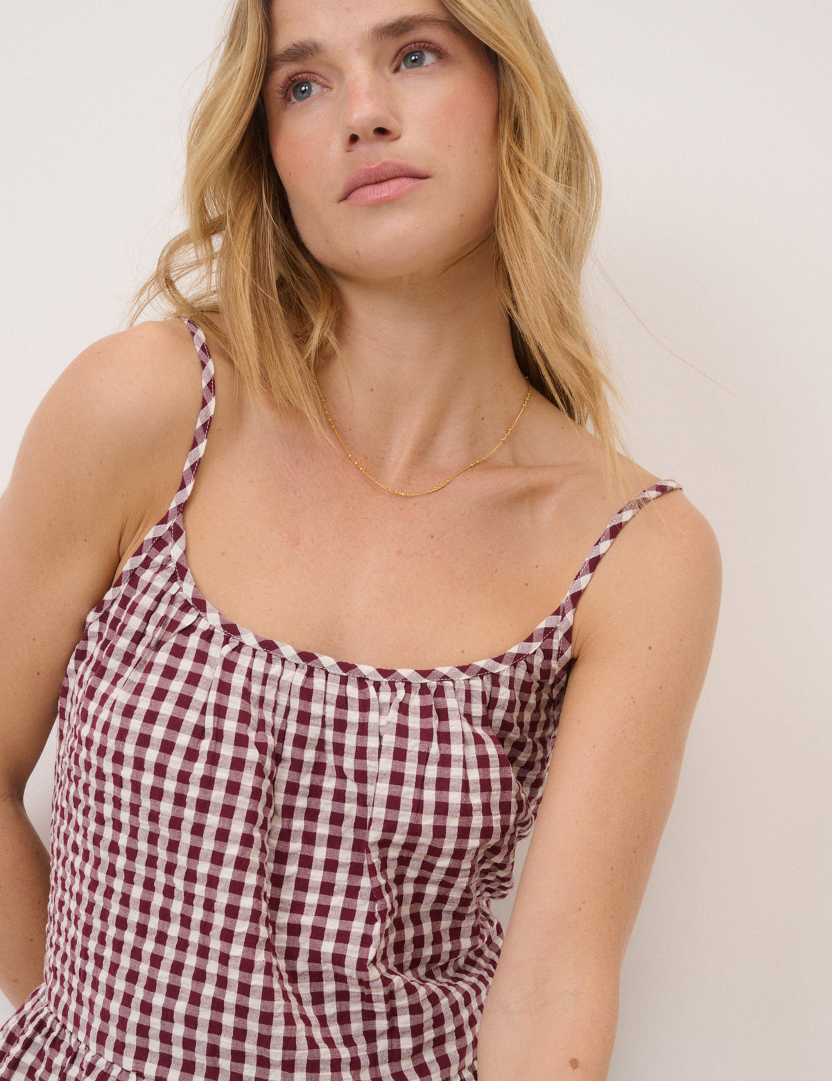 Burgundy Gingham Top