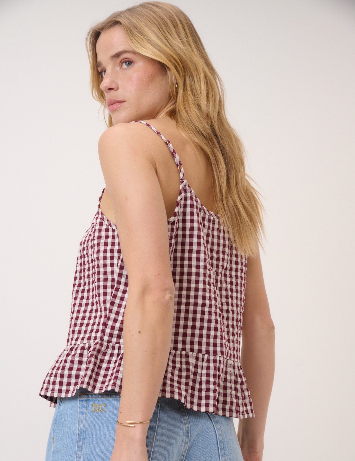 Burgundy Gingham Top