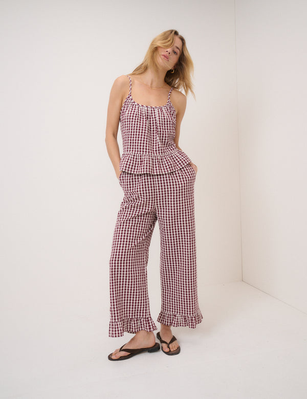 Burgundy Gingham Top