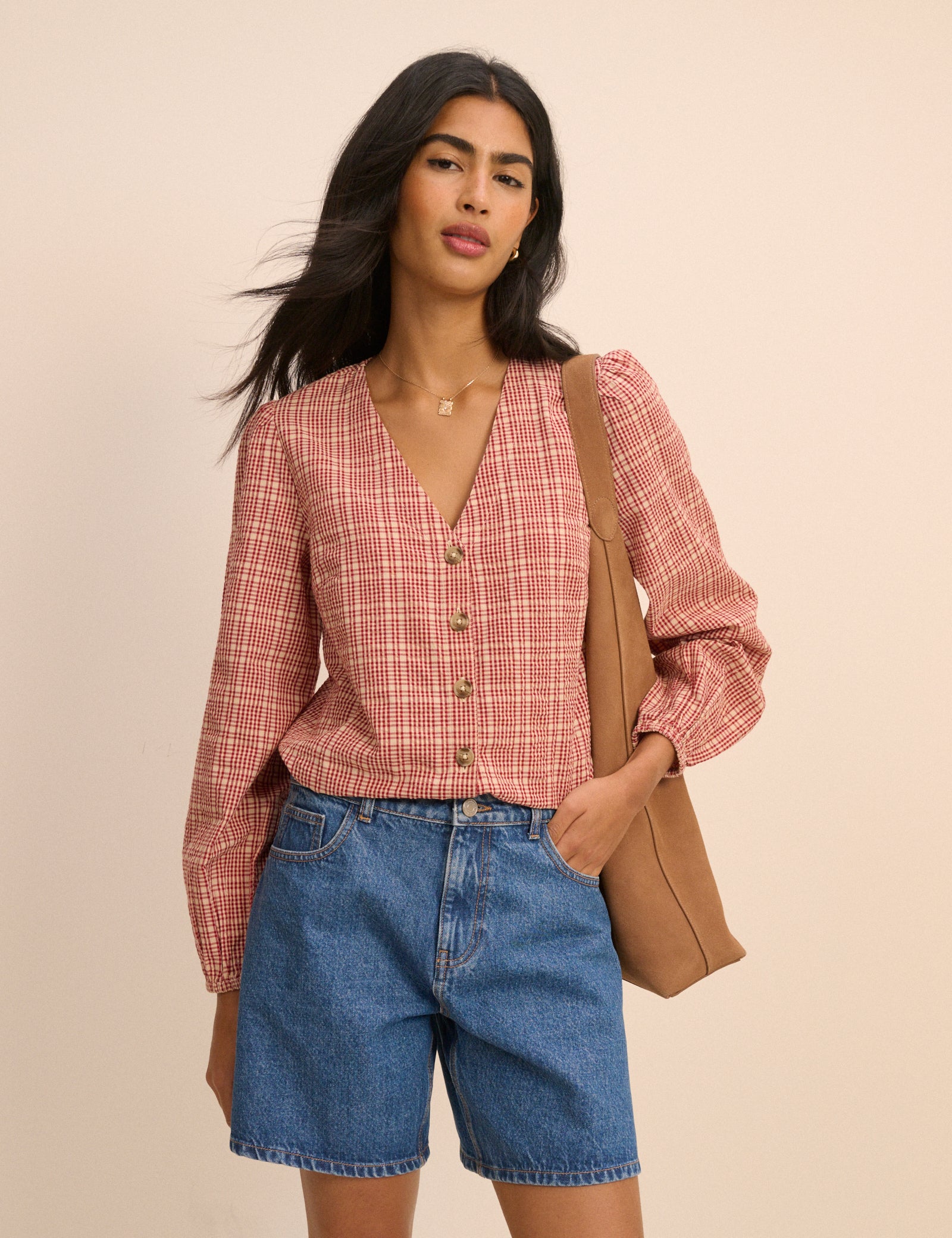 Red Check Brooke Blouse