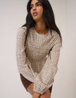 Yellow Check Shirred Blouse