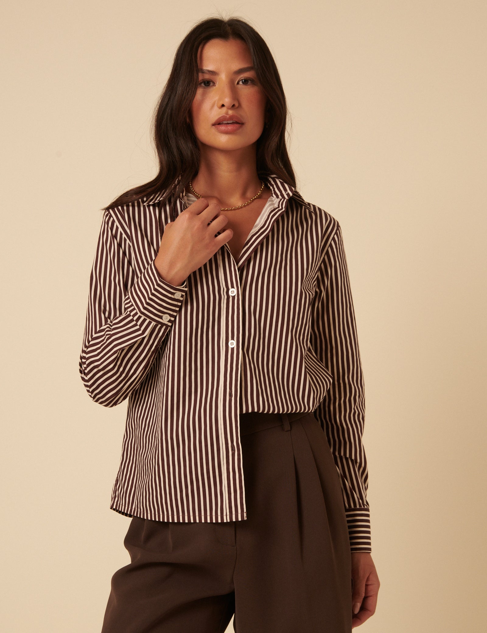 Brown Striped Shirt