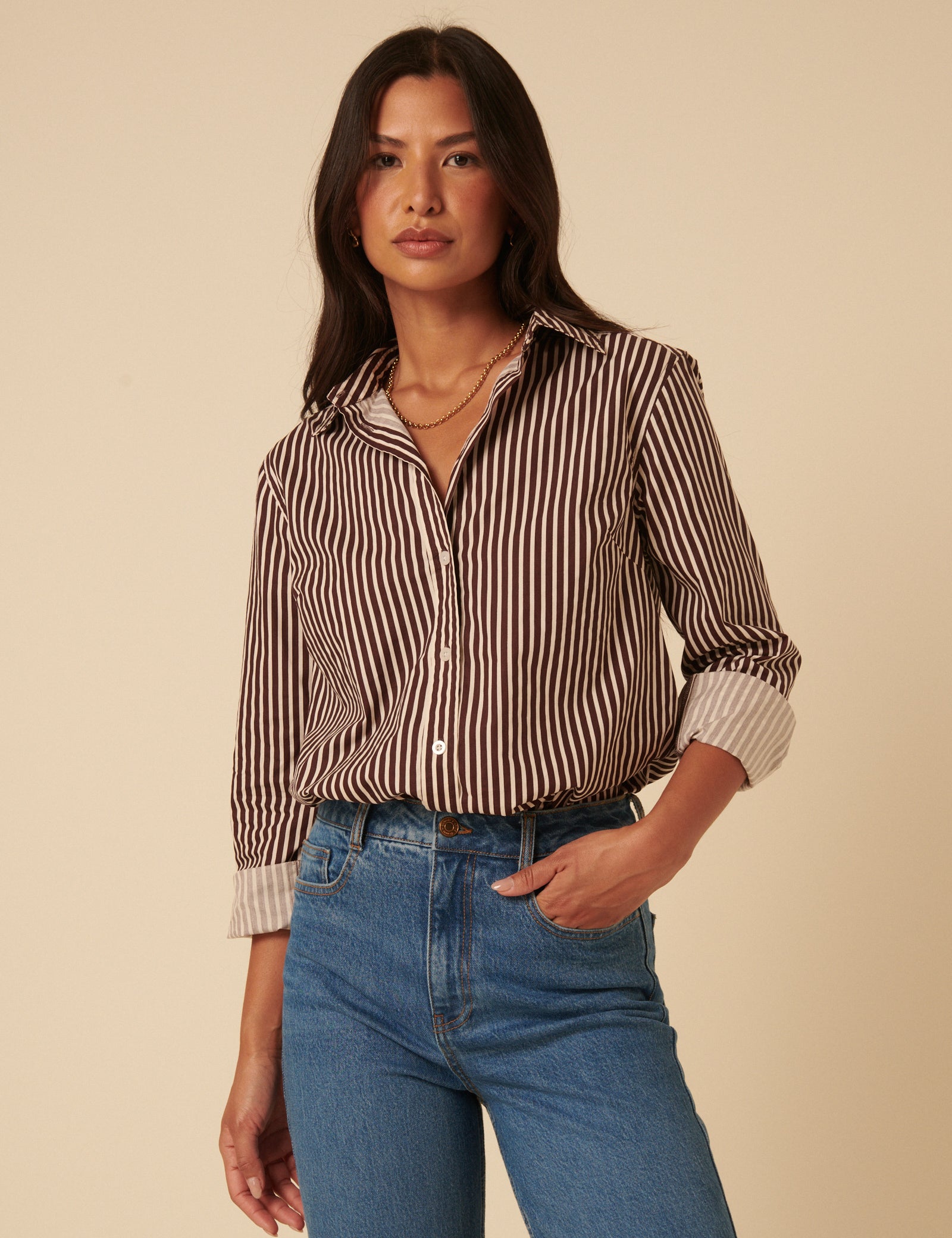 Brown Striped Shirt