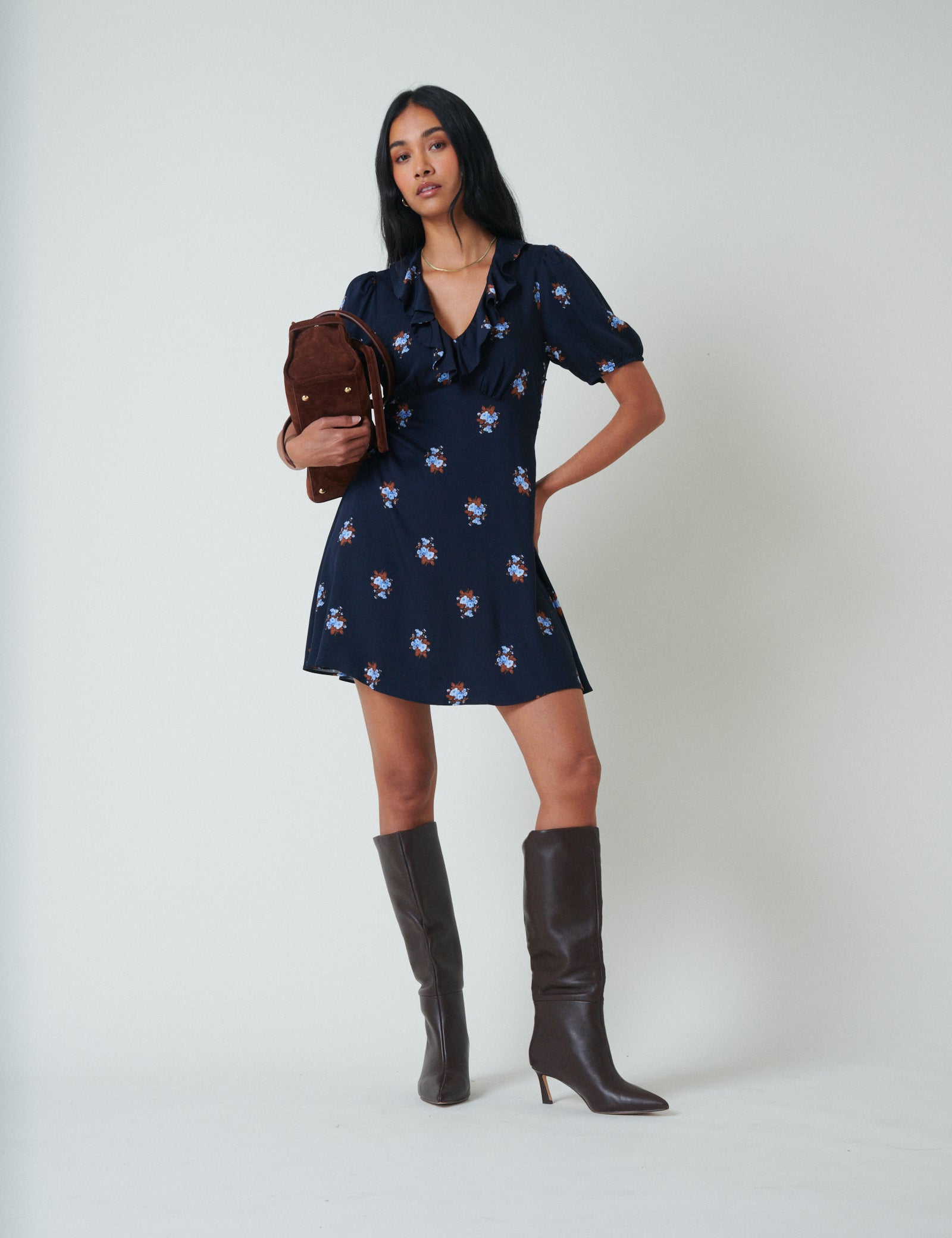 Navy Floral Fae Mini Dress