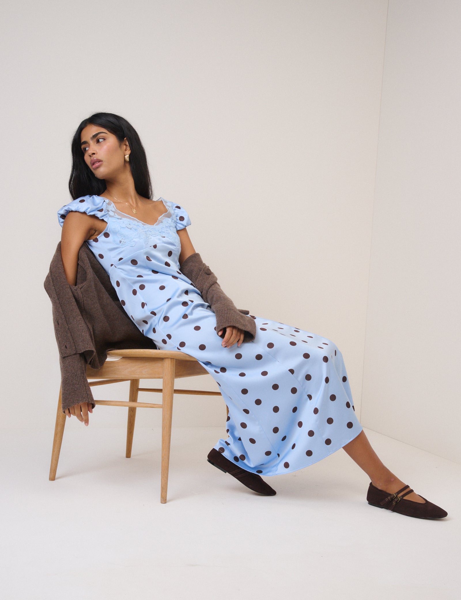 Blue Polka Dot Ava Midi Dress