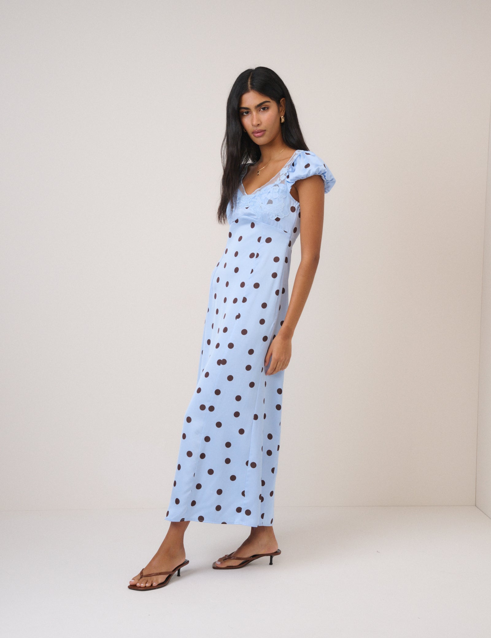 Blue Polka Dot Ava Midi Dress