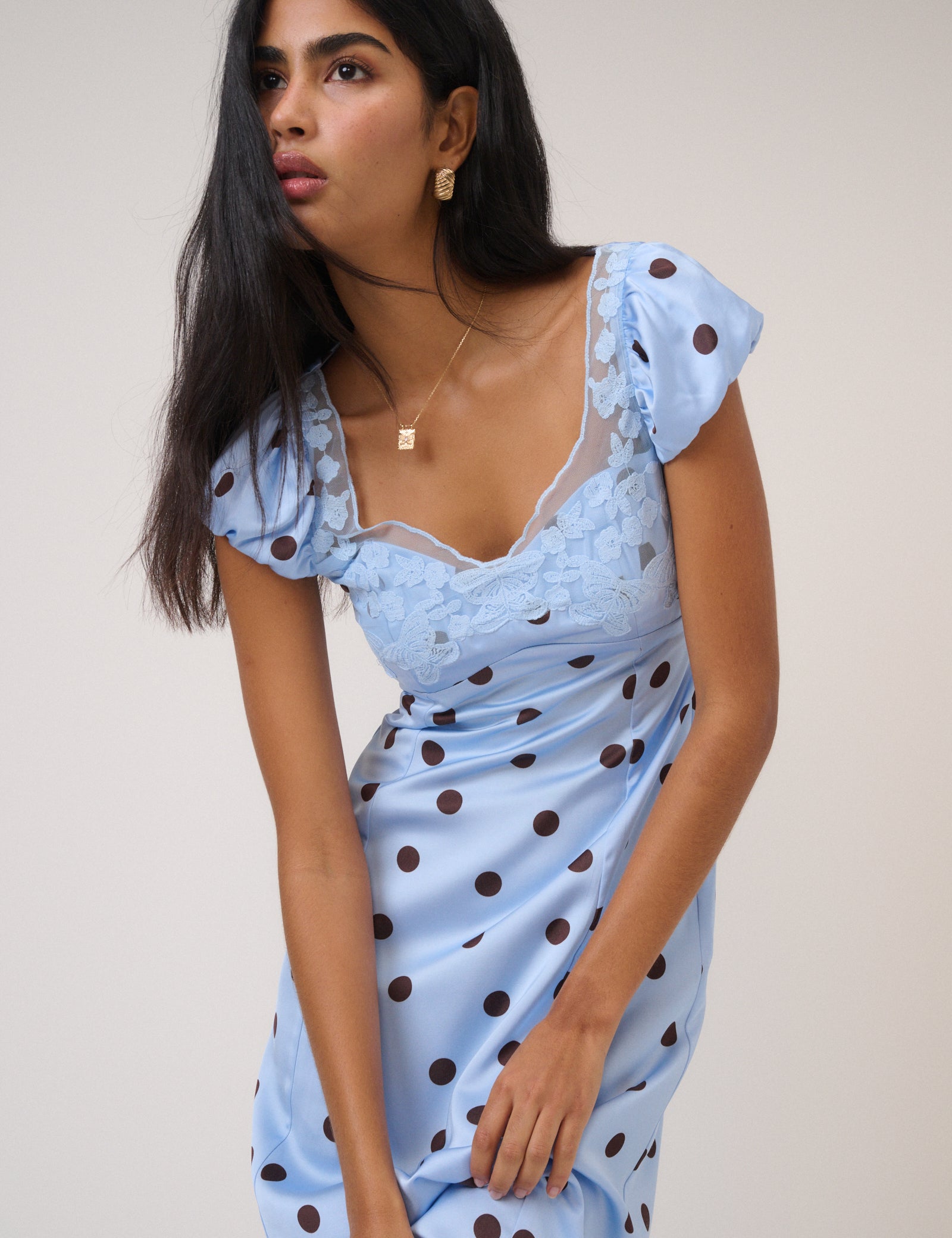 Blue Polka Dot Ava Midi Dress