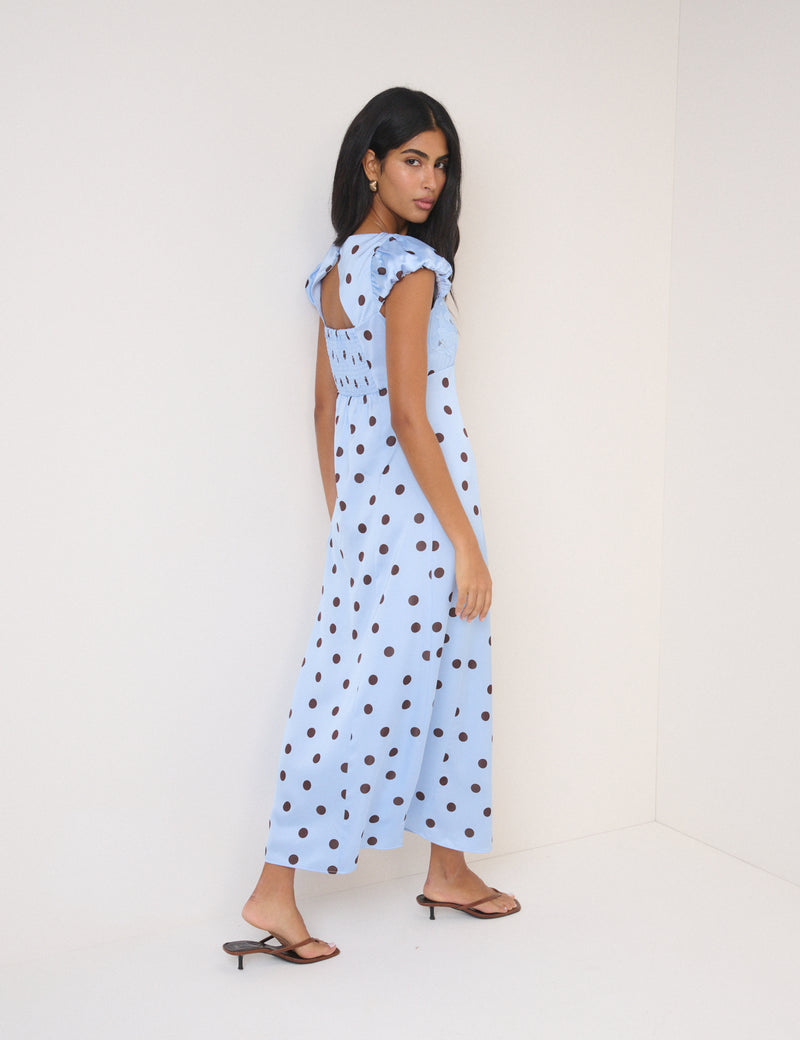 Blue Polka Dot Ava Maxi Dress