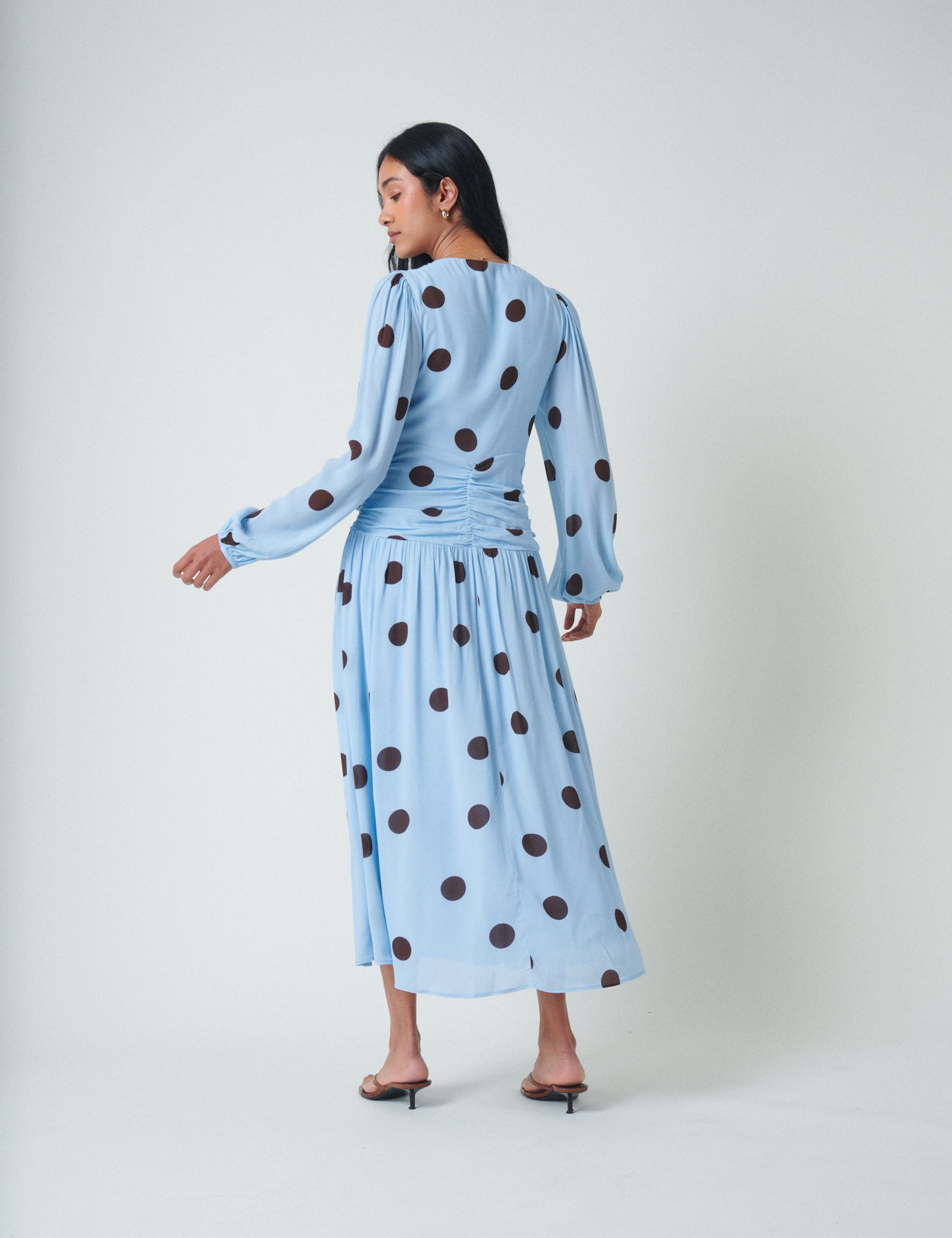 Blue Polka Dot Luna Midi Dress Blue Polka Dot Luna Midi Dress