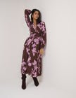 Brown And Pink Floral Luna Midi Dress