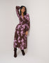 Brown And Pink Floral Luna Midi Dress