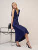 Navy Satin Ria Midi Dress