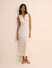 White Cherry Print Ria Midi Dress