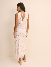 White Cherry Print Ria Midi Dress