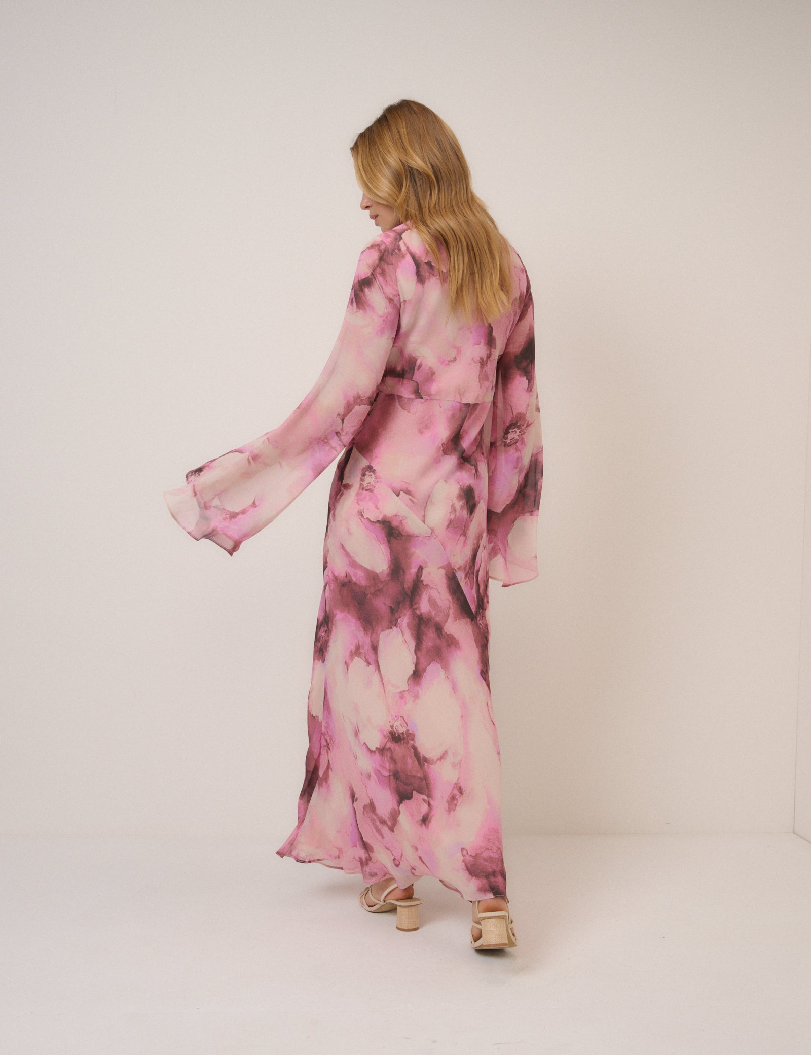 Pink Floral Phoenix Midi Dress