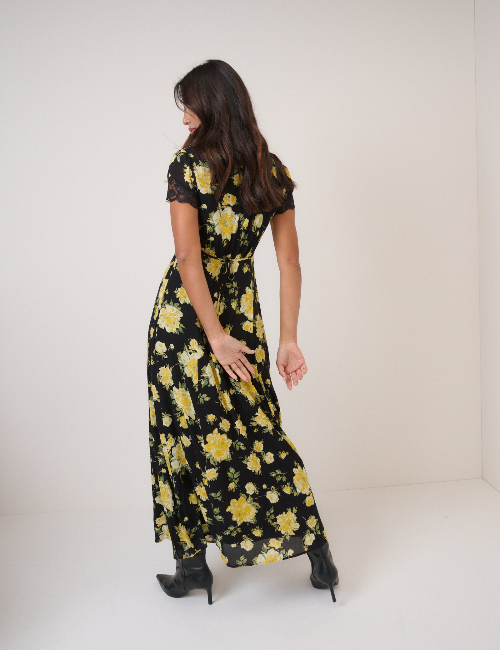 yellow and black dress Black And Yellow Floral Morgan Midi Dress
