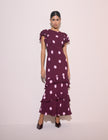 Burgundy Polka Dot Ruffle Marley Maxi Dress