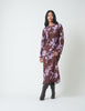 Brown Floral Long Sleeve Shiloh Midi Dress