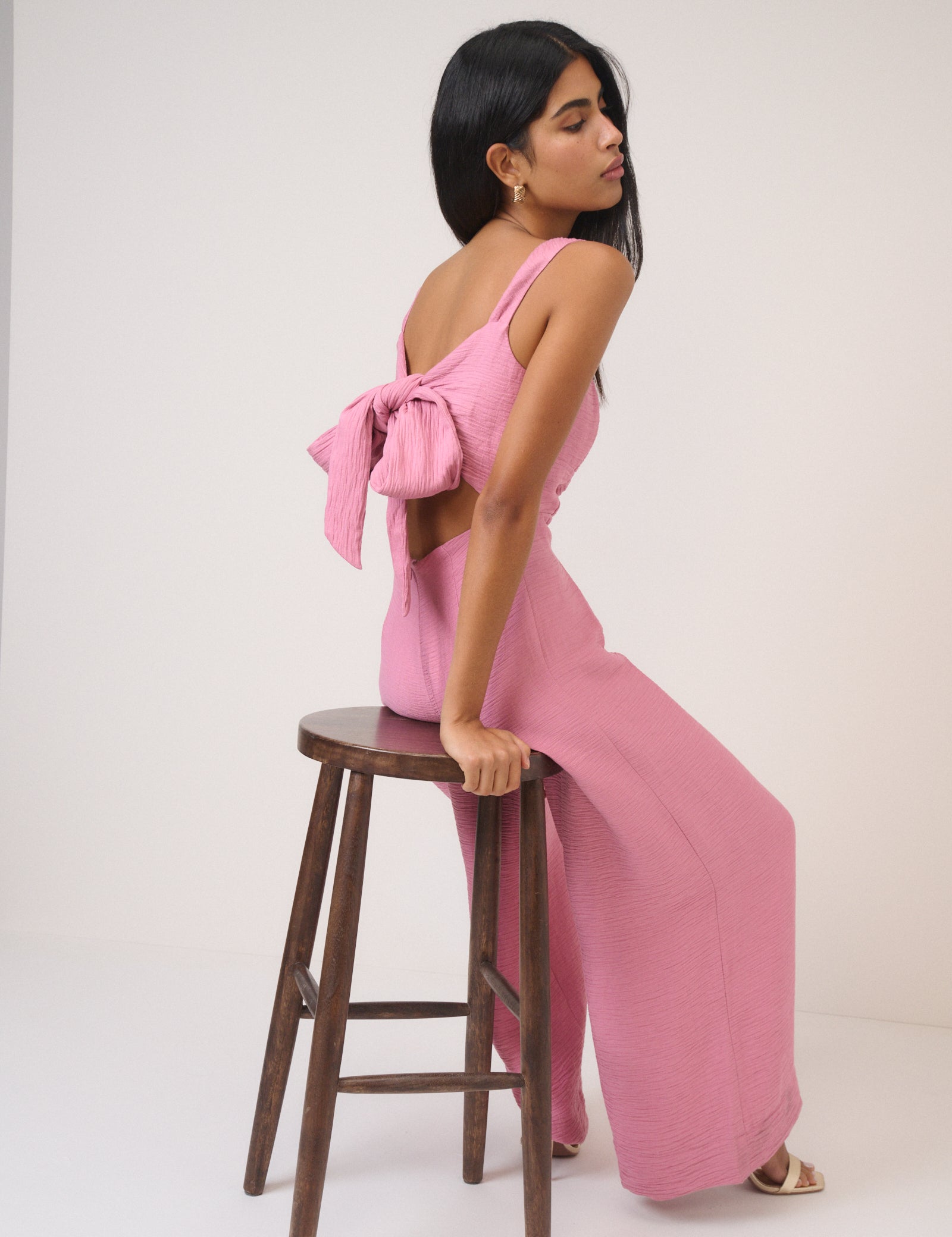 Pink Square Neck Jumpsuit