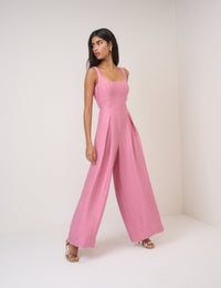 Pink Square Neck Jumpsuit