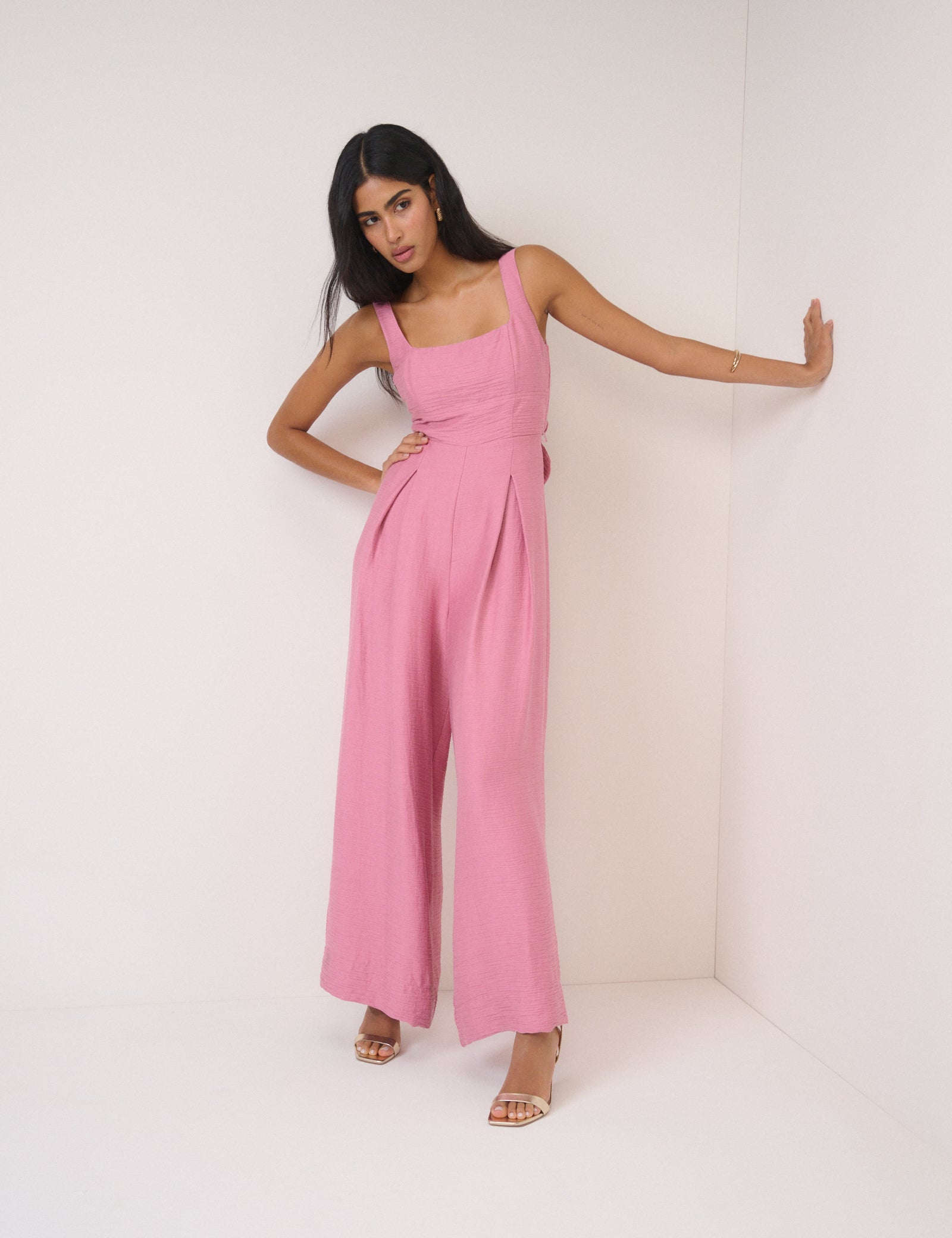 Pink Square Neck Jumpsuit