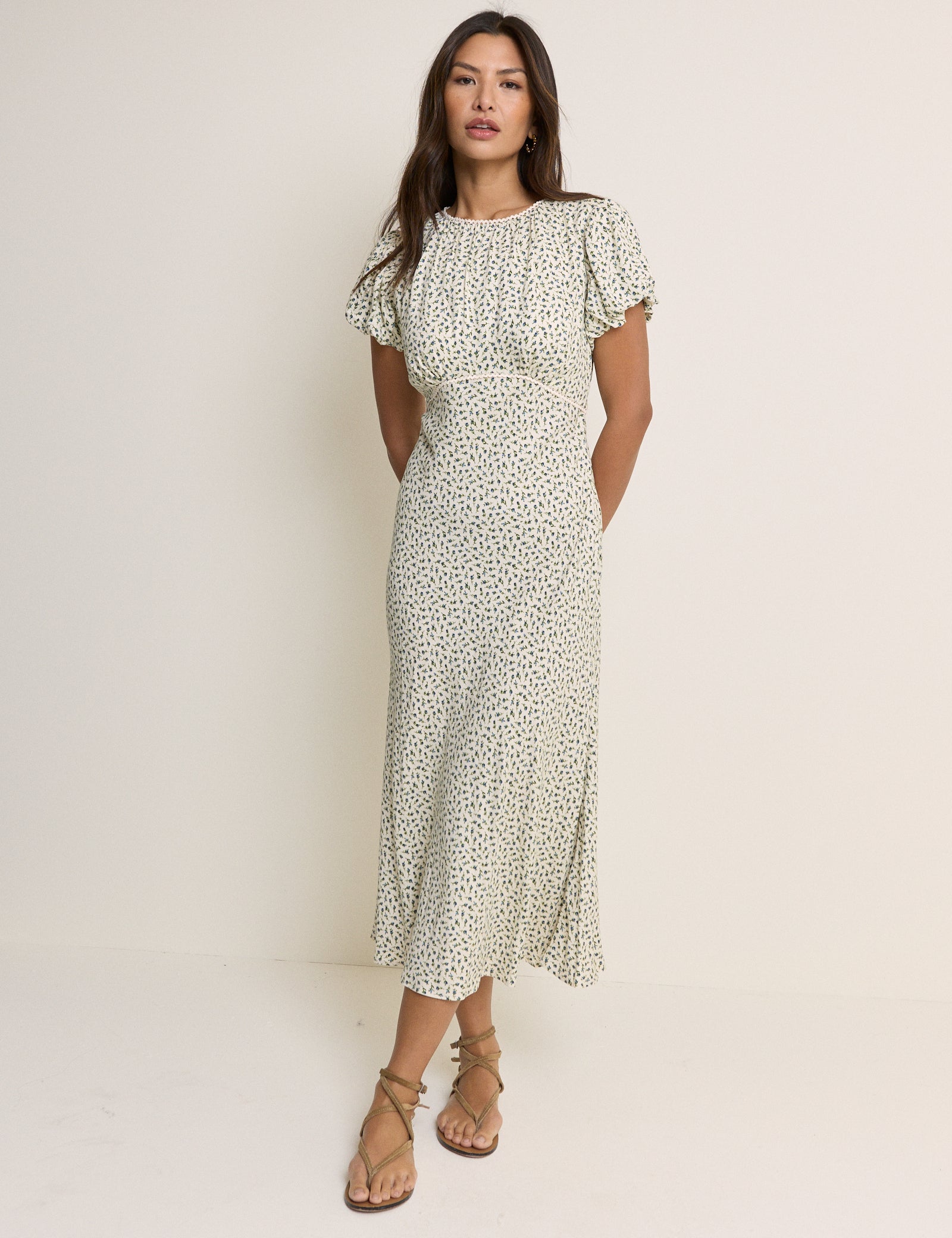 Blue Ditsy Floral Sicily Midi Dress Blue Ditsy Floral Sicily Midi Dress