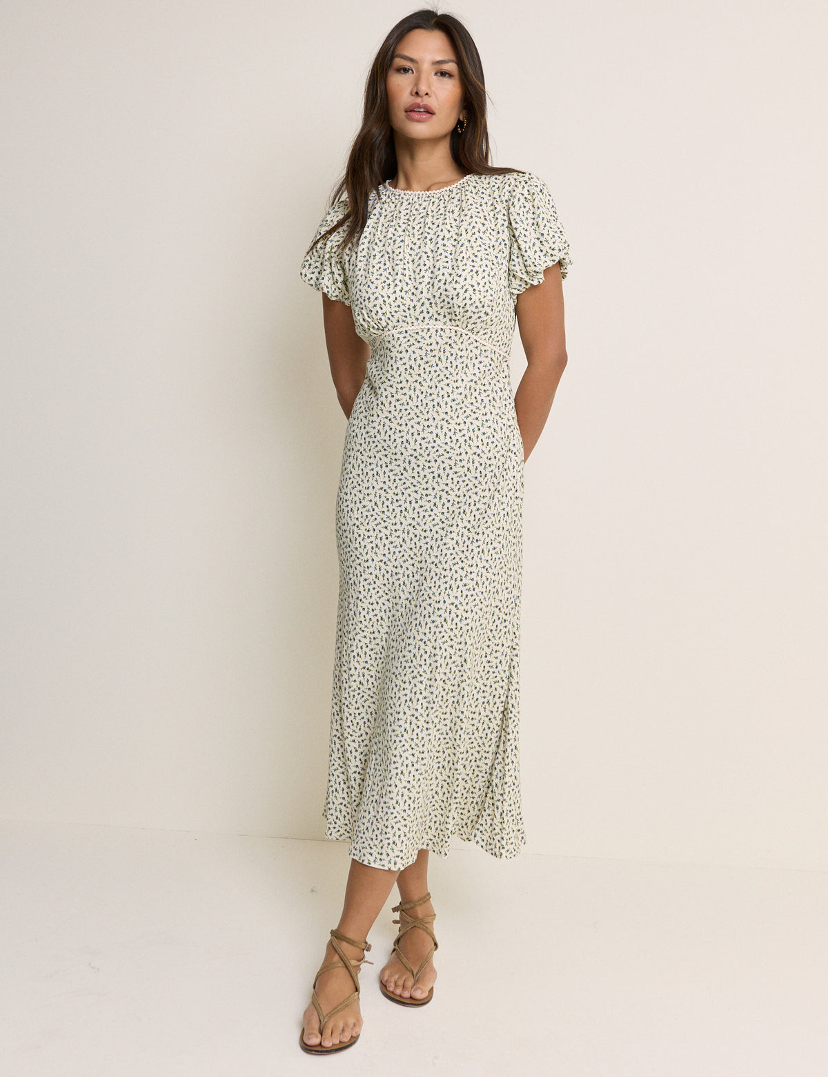 sicily flowers printed cotton midi dress Farm Rio Sicily Midi Dress In Sicily Off-White - 52% Off