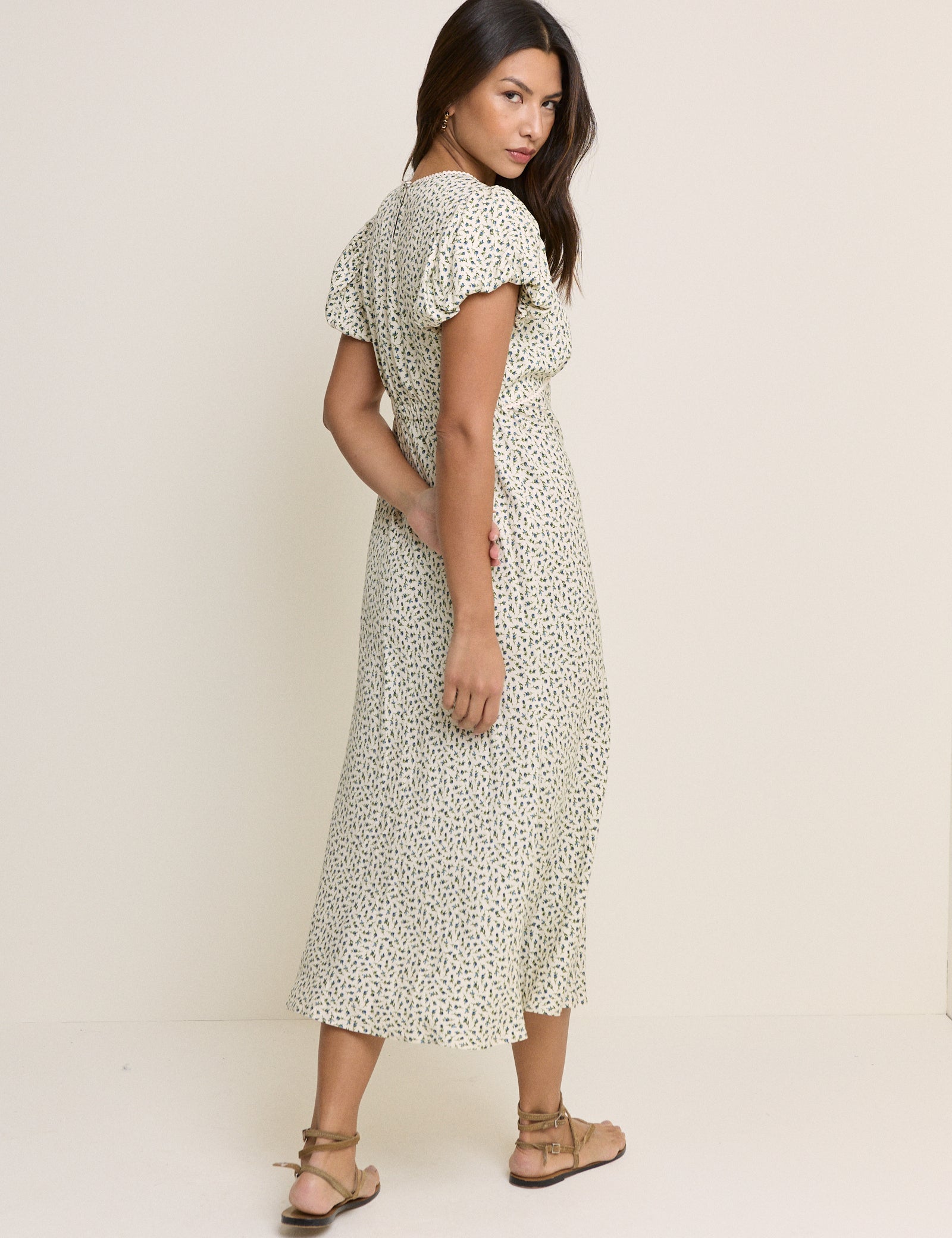 Blue Ditsy Floral Sicily Midi Dress