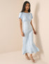 Light Blue Jacquard Florals Sicily Midi Dress