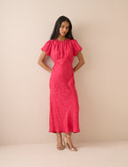Pink Jacquard Floral Sicily Midi Dress