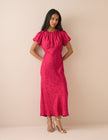 Pink Jacquard Floral Sicily Midi Dress