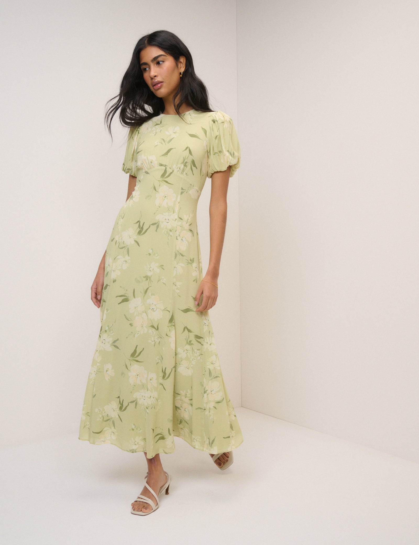 Floral Puff Sleeve Juno Midaxi Dress