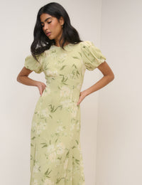 Sage Floral Chiffon Juno Maxi Dress