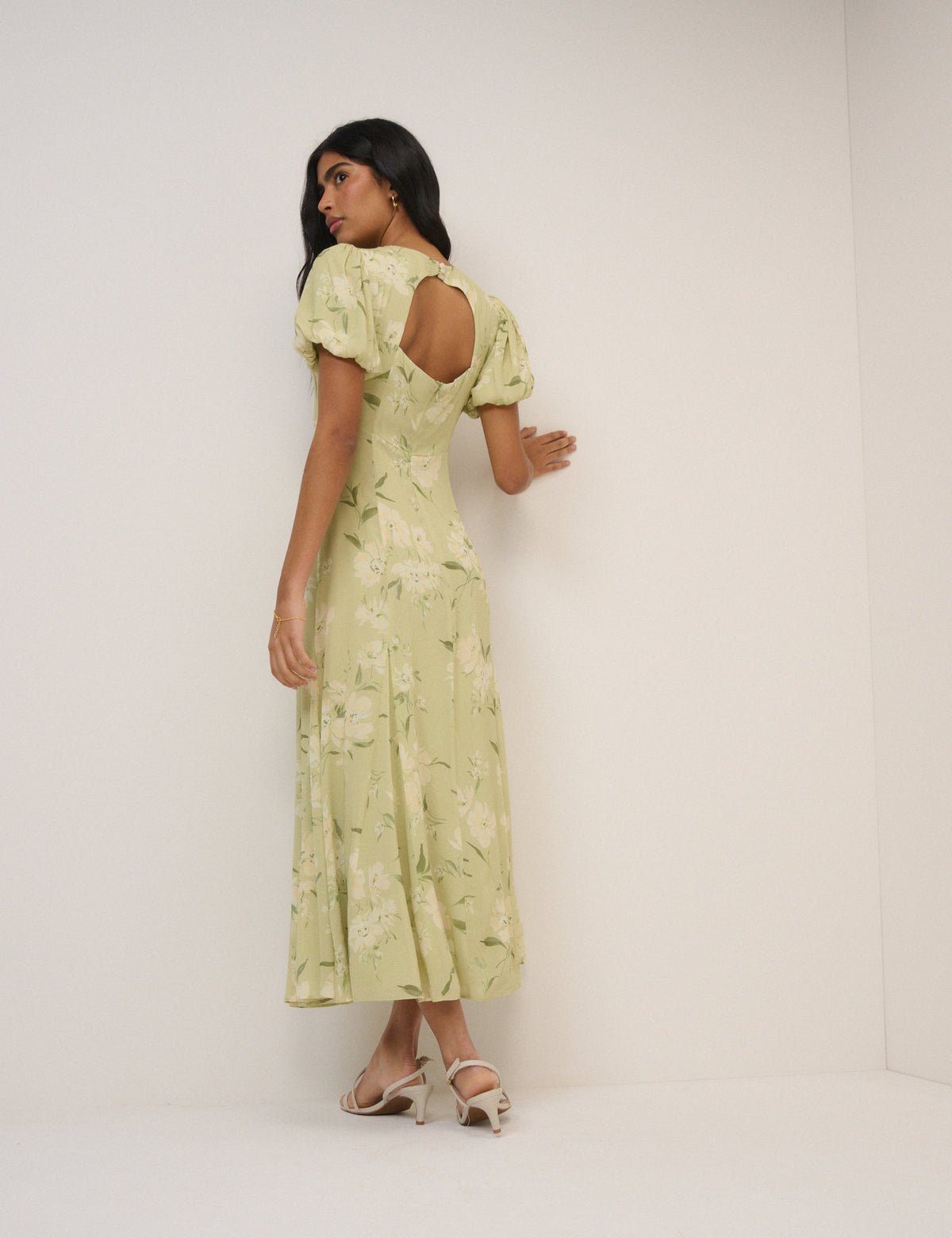 Sage Floral Chiffon Juno Maxi Dress