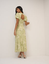 Sage Floral Chiffon Juno Maxi Dress