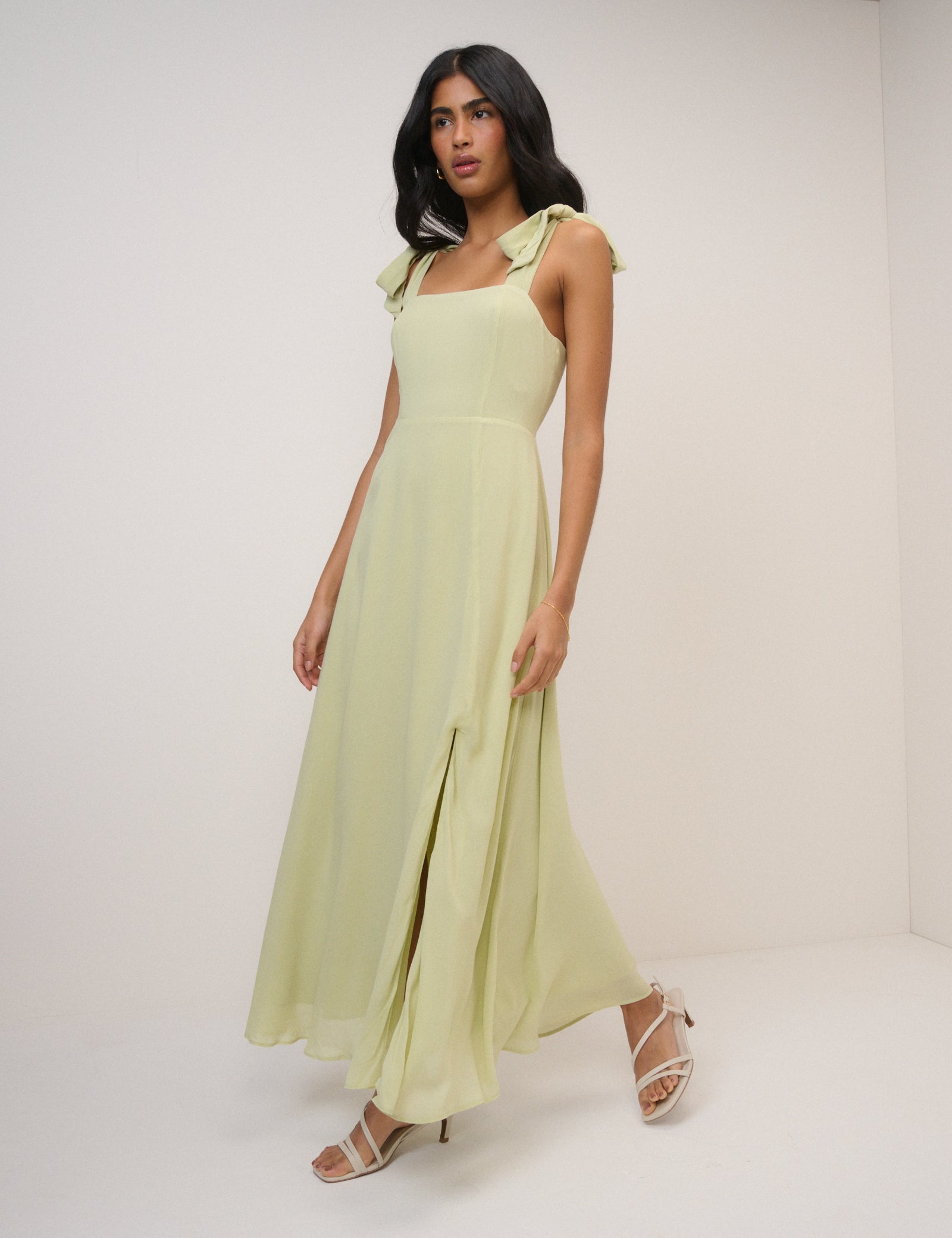 Green Square Neck Tamar Midi Dress