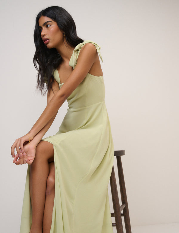 Green Square Neck Tamar Midi Dress