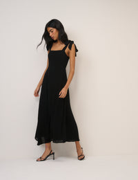 Black Square Neck Tamar Midi Dress