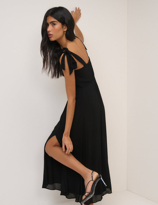 Black Square Neck Tamar Midi Dress