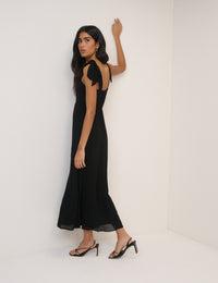 Black Square Neck Tamar Midi Dress