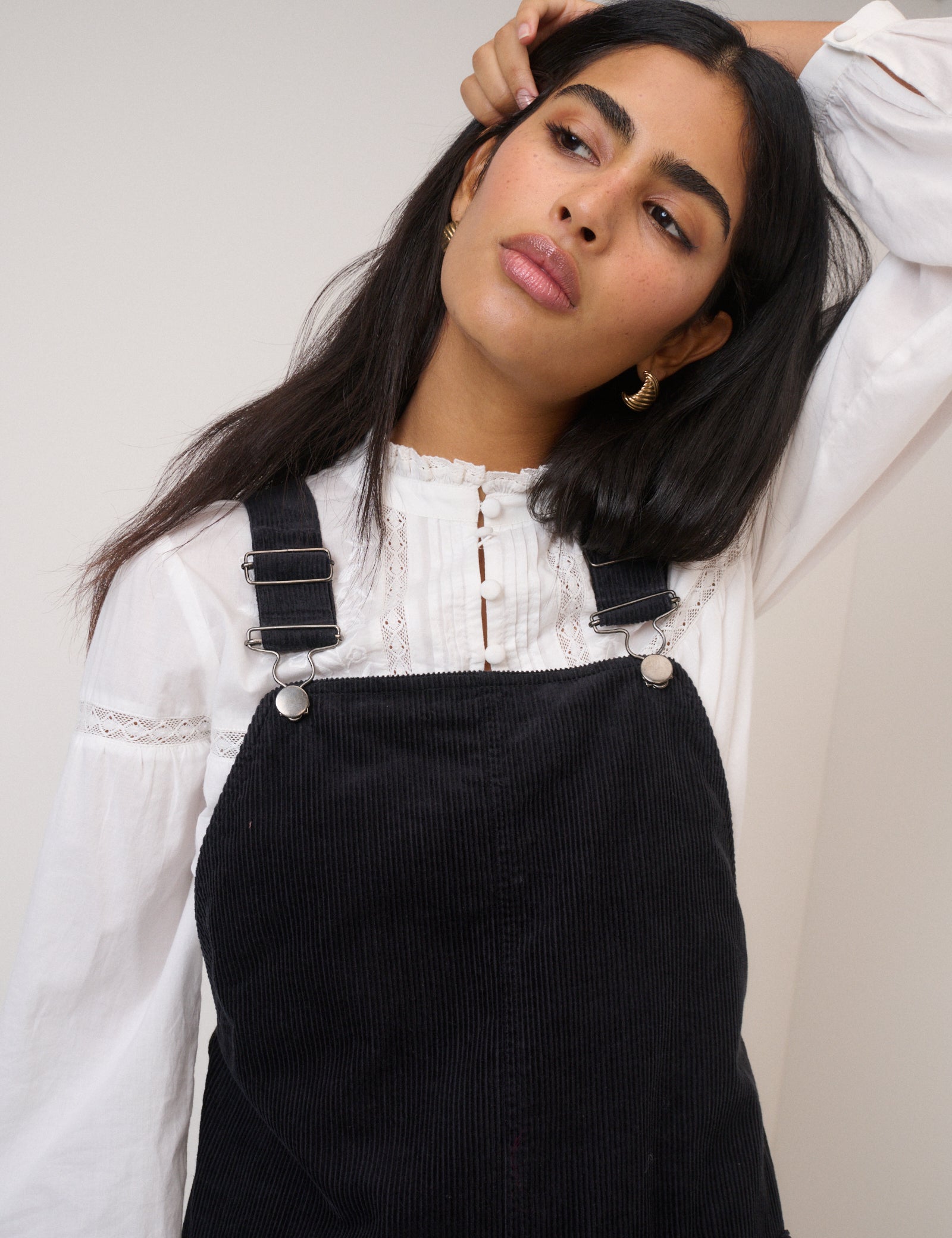 Black Cord Tennesse Pinafore Mini Dress