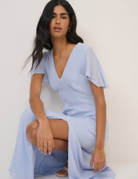 Soft Blue Chiffon Short Sleeve Marlow Maxi Dress